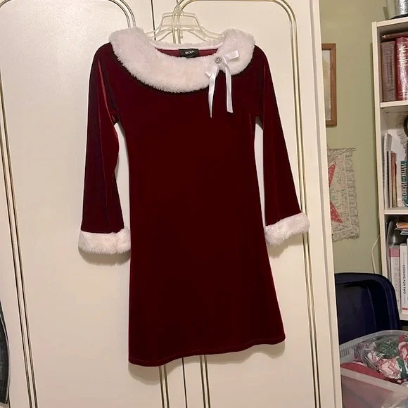 BCXgirl stretch red velvet Christmas dress - Picture 2 of 11